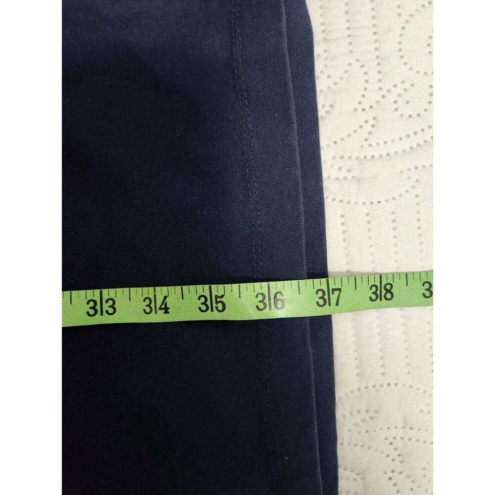 Ellos Knit Maxi Skirt Womens L 18/20 Elastic Waist NAVY Side Slit Stretch Modest